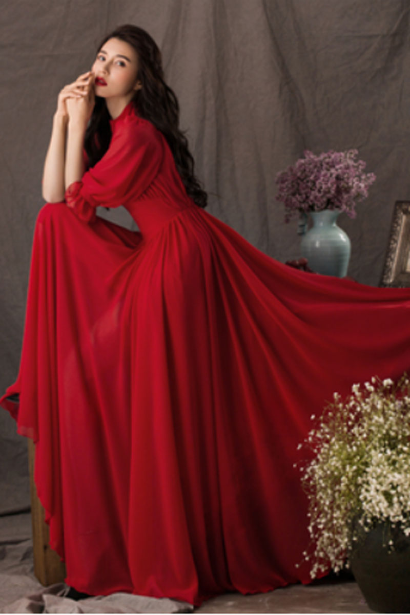 fit and flare prom chiffon dress women 4448