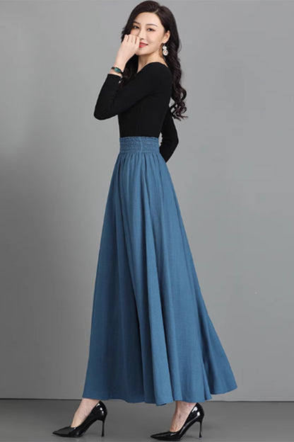 Maxi spring womens linen skirt  4871