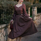 Plaid Wool Long Dress, Long Sleeve Wool Dress 4139