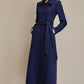 navy blue double breasted long wool coat 4688