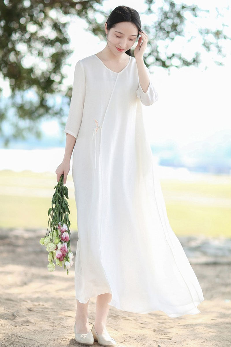 prom summer linen dress flowy dress 4321 Xiaolizi prom summer linen dress flowy dress 4321 Xiaolizi