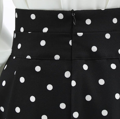 Prom black and white polka dot skirt women 4762