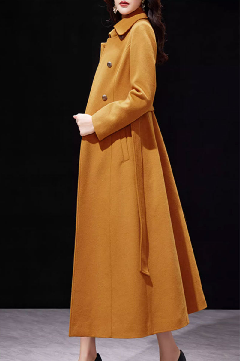 Winter long cape coat with double breasted 4700
