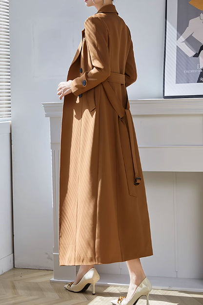 Spring maxi long trench coat women 4600