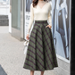 Long Plaid Skirt, A-Line Wool Skirt 4165