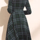 Plaid winter wool dress with tie belt waist 4802