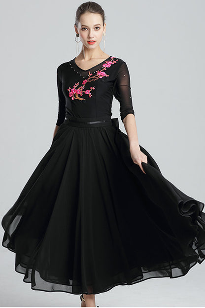 Black Chiffon Maxi Skirt - Romantic Flowy Silhouette 4333