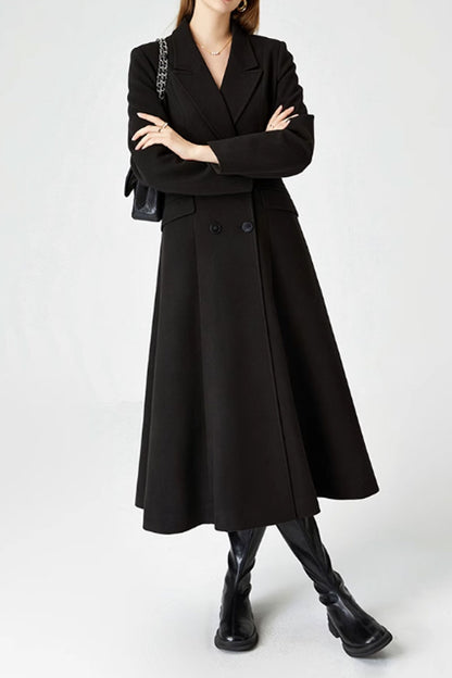 Long double breasted winter wool coat 4576