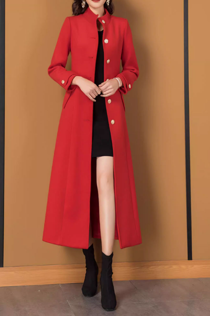 Elegant long wool trench coat with pockets 4595