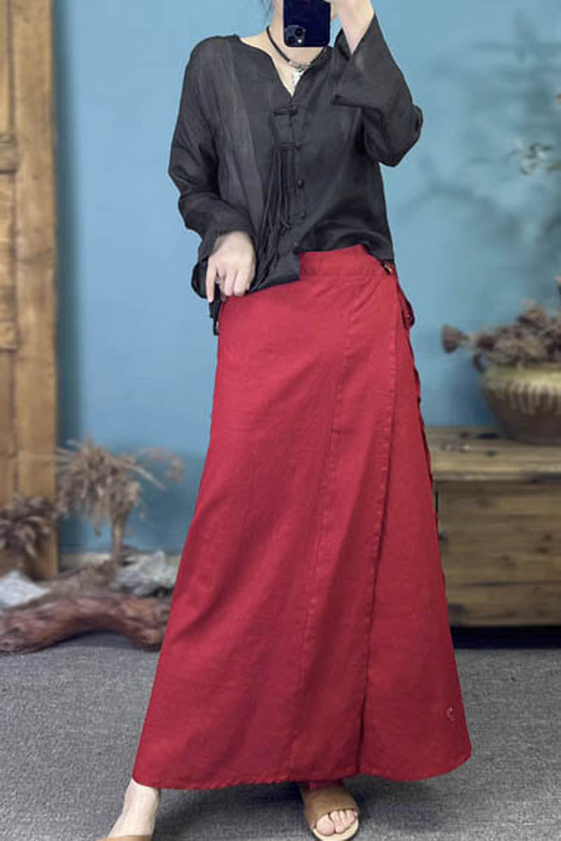 Summer linen maxi wrap skirt for women 4340