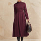 Winter wool long fit and flare warm dress for women 6517