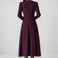 Handmade Wool Blend Dress – Purple A-Line Winter Midi 6523