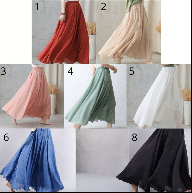 Flowy Bohemian Swing Maxi Skirt 2744