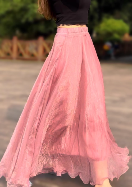 Long prom swing chiffon skirt women 6183- Lotus Pink