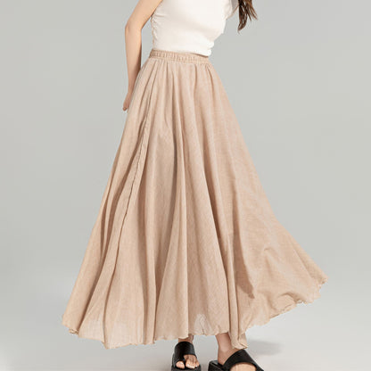 Flowy Long Boho Maxi Linen Skirt 4959