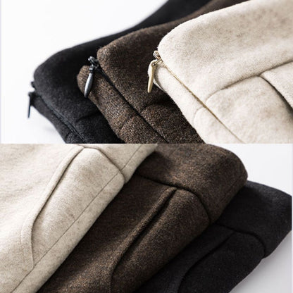 Brown Wool A-Line Midi Skirt - High Waist Winter Essential 3861