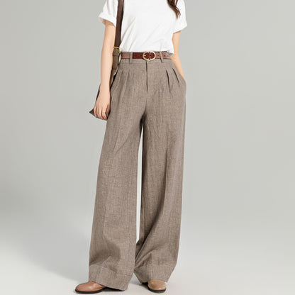 Wide leg long linen pants for women 4964