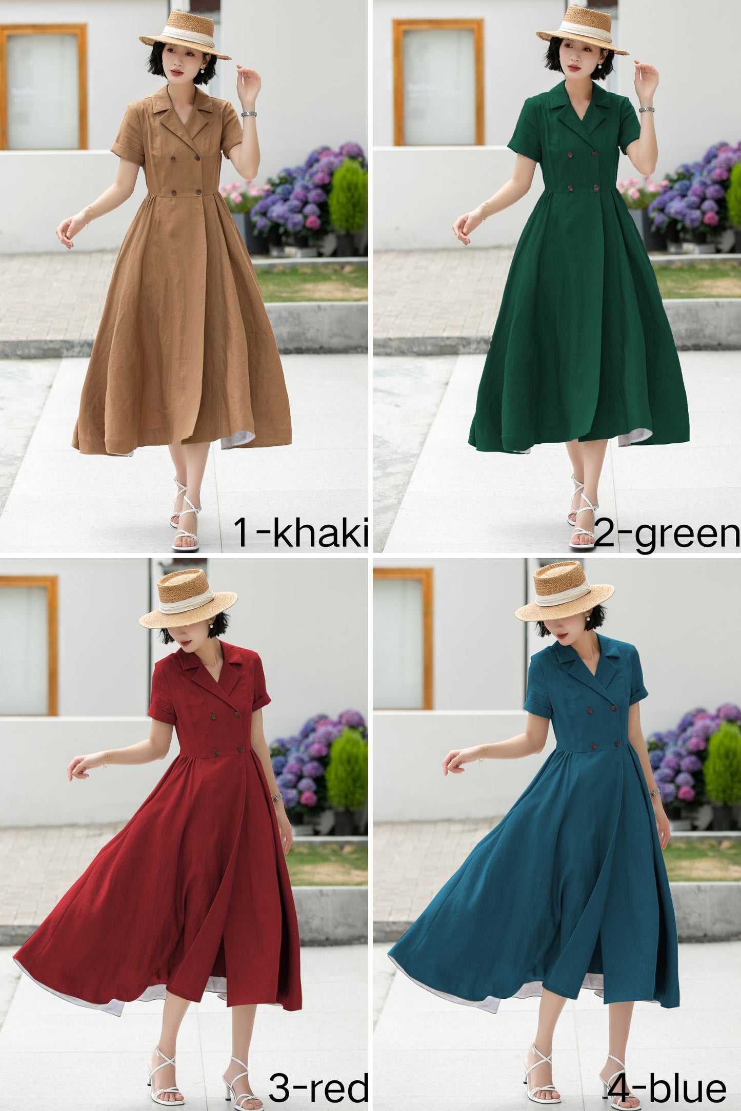 Wrap Linen Midi Shirt dress 5986