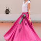 Women Black Chiffon Long Maxi Skirt 2714,Size L CK2201606