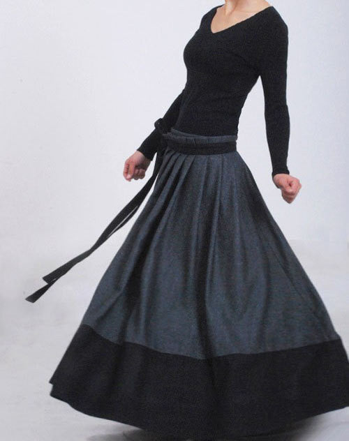 Gray Wool Wrap Skirt for winter MM68#