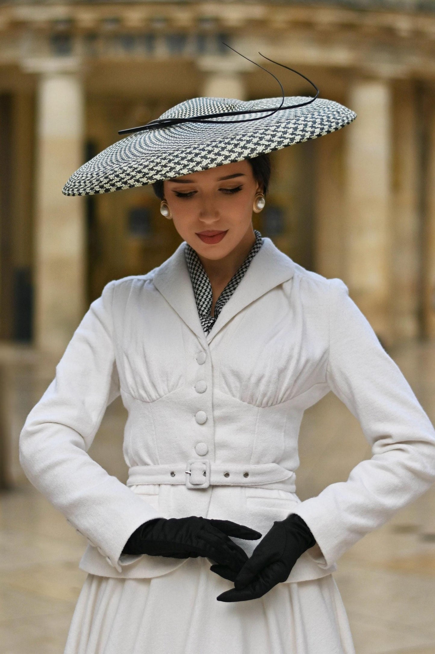 Handmade Wool Blend Skirt Set: Elegant Vintage Outfit, Custom, Xiaolizi 6554