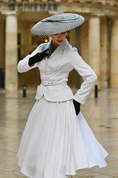 Handmade Wool Blend Skirt Set: Elegant Vintage Outfit, Custom, Xiaolizi 6554
