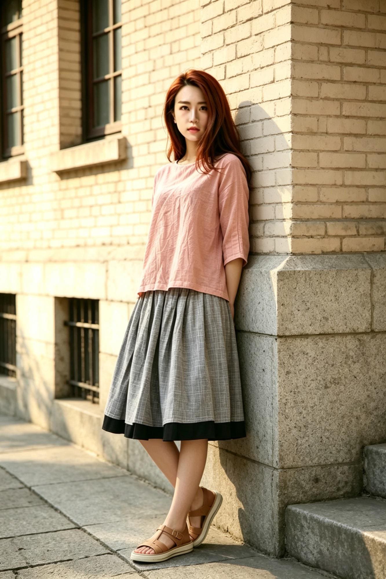 Pink Linen Top, Oversized Loose Blouse, Mori Girl Minimalist Shirt, Breathable Summer Tunic, Boho Casual Short Sleeve Blouse, Xiaolizi 6796#