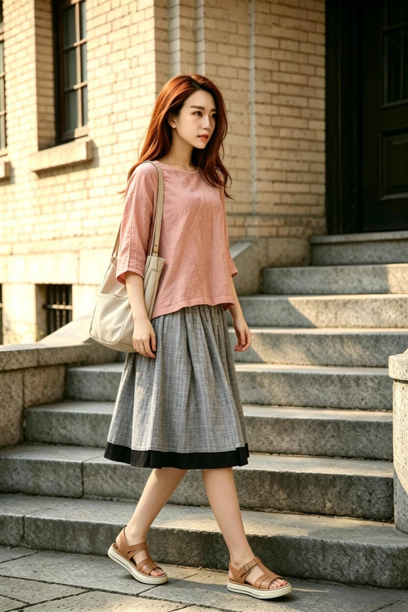 Pink Linen Top, Oversized Loose Blouse, Mori Girl Minimalist Shirt, Breathable Summer Tunic, Boho Casual Short Sleeve Blouse, Xiaolizi 6796#