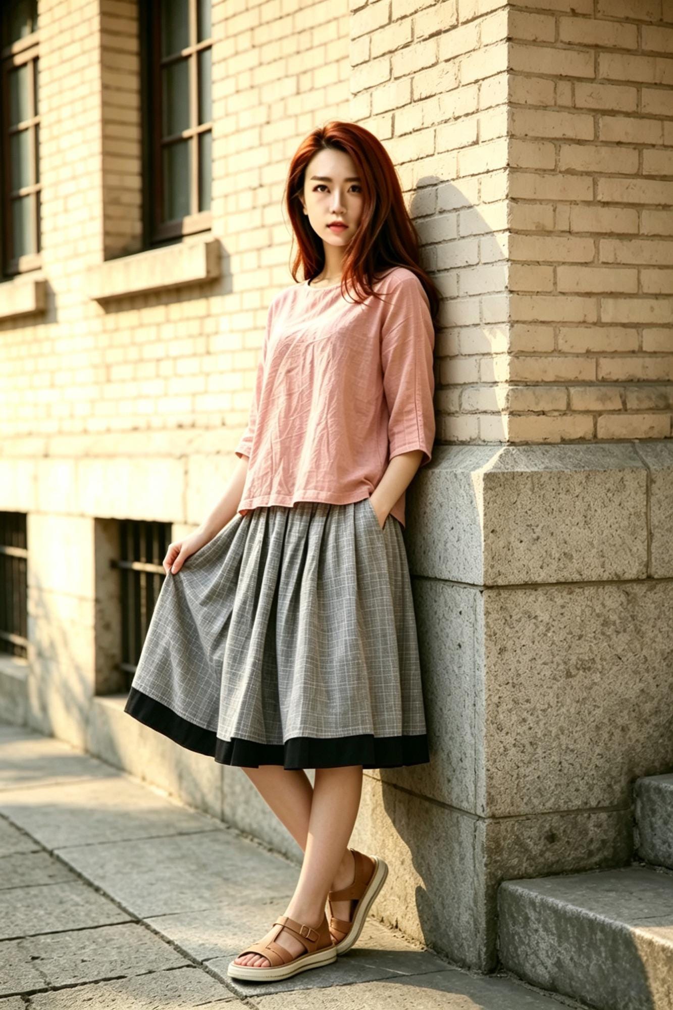Pink Linen Top, Oversized Loose Blouse, Mori Girl Minimalist Shirt, Breathable Summer Tunic, Boho Casual Short Sleeve Blouse, Xiaolizi 6796#
