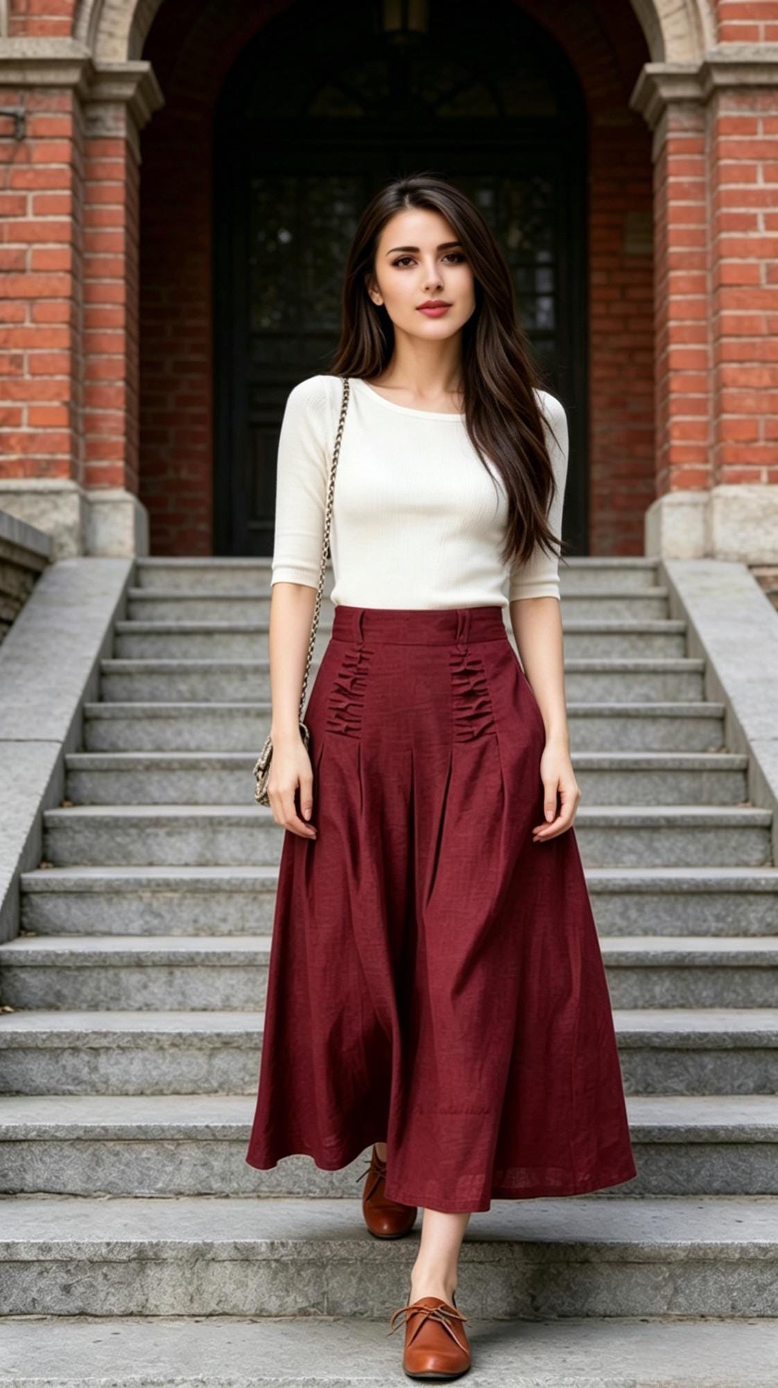 Dark Green Linen Midi Skirt with Pockets, Elastic Back High Waisted Skirt, Side Zipper Cotton Linen A-Line Skirt, Forest Green Gift 1505#