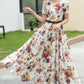 Family Gatherings dress, Floral Linen maxi dress 6045