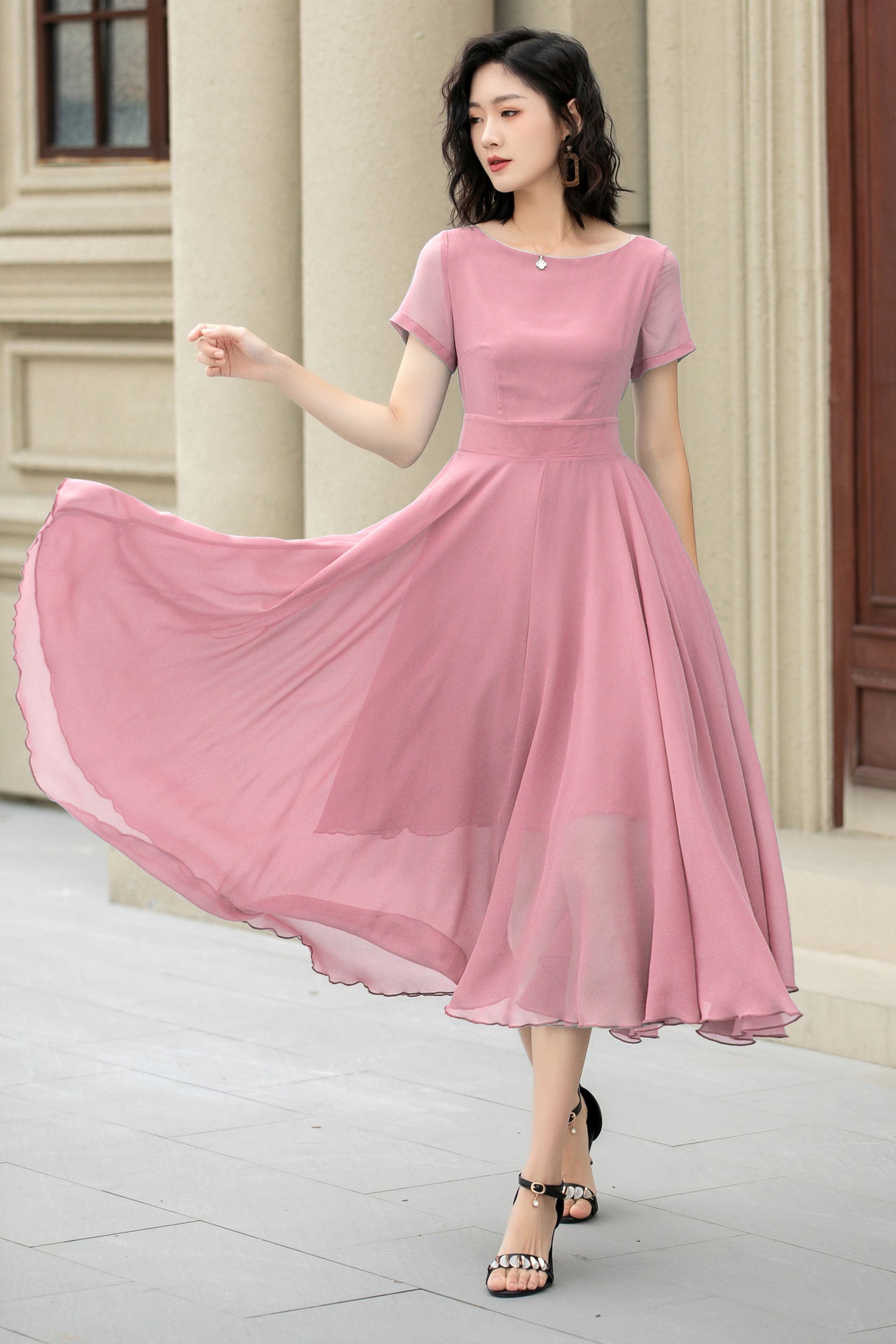 Romantic and Flowy Dress for Spring Weddings & Garden Parties 6034
