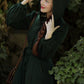 Long Dark Green Hooded Wool Coat 3870
