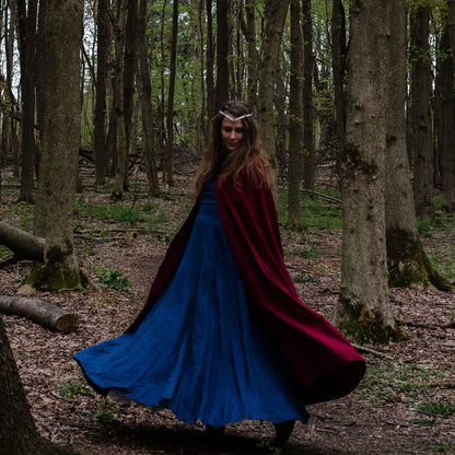 Red Linen Hooded Cloak – Handmade Vintage Cape with Influencer Picks 3288