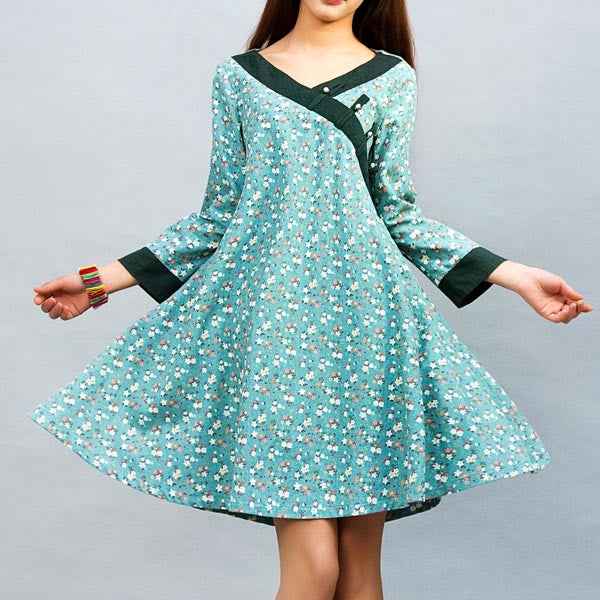 Pattern - - Charming linen shirt swing shirt dress (0031) – XiaoLizi