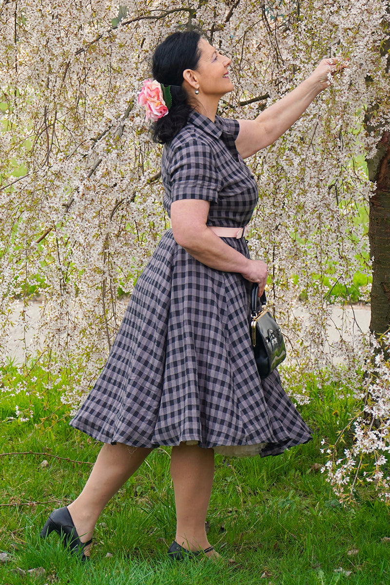 Linen Summer Midi Fit and Flare Shirt Dress 3480 - Plaid / XS Linen Summer Midi Fit and Flare Shirt Dress 3480 - Plaid / XS