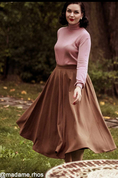 Handmade Women's High-Waisted Green Wool Maxi Skirt - Elegant A-Line Winter Skirt 1641