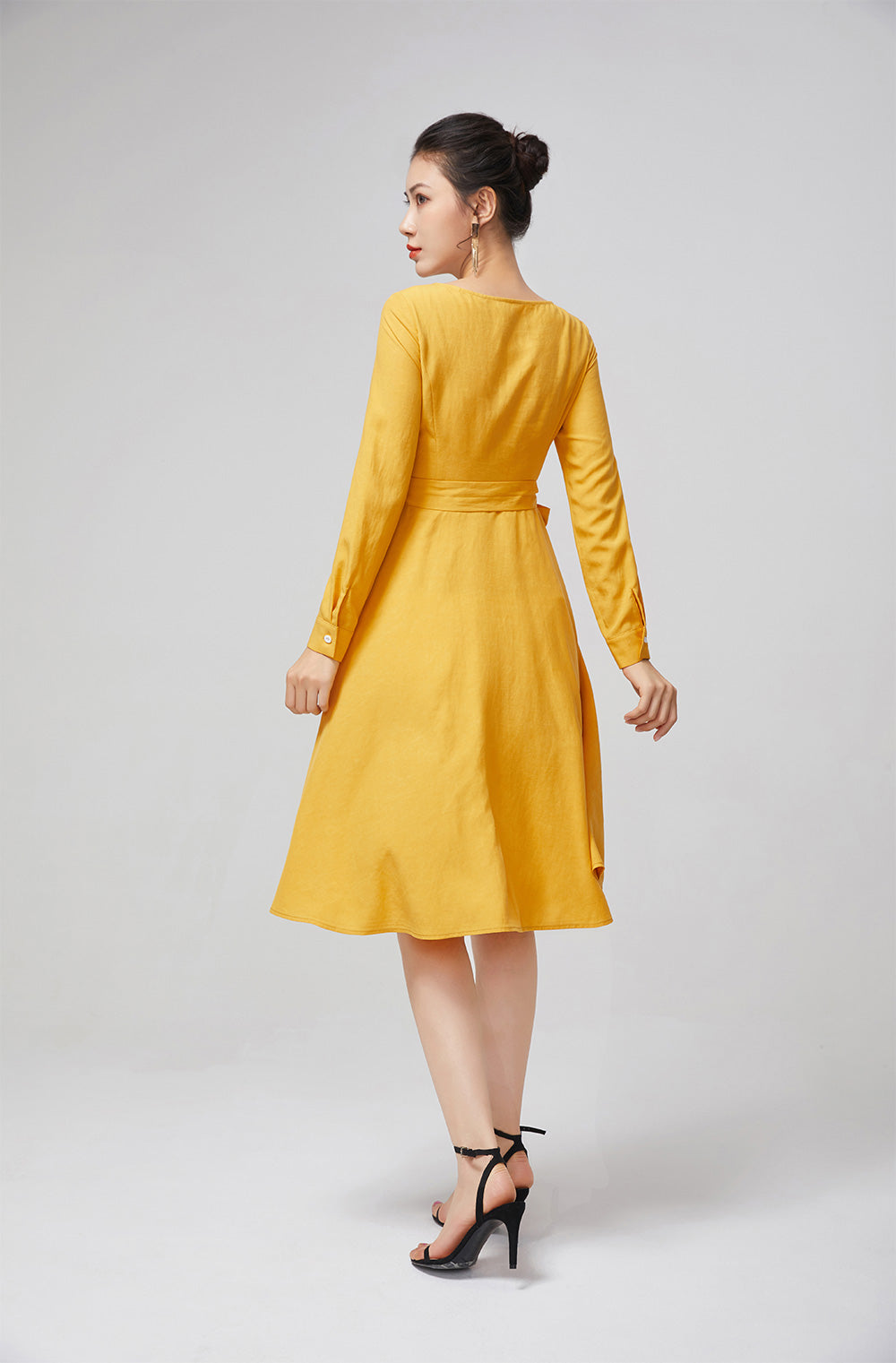 yellow dress cotton dress fitted dress, women dress for party 2218 Xiaolizi yellow dress cotton dress fitted dress, women dress for party 2218 Xiaolizi