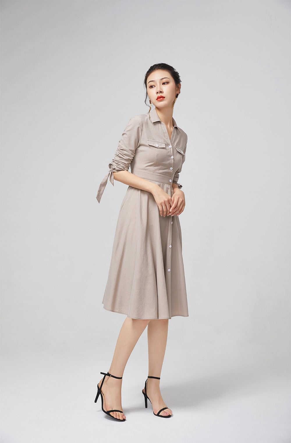 Light coffee dress handmade dress women party dresses 2219 Xiaolizi Light coffee dress handmade dress women party dresses 2219 Xiaolizi