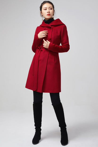 red wool coat