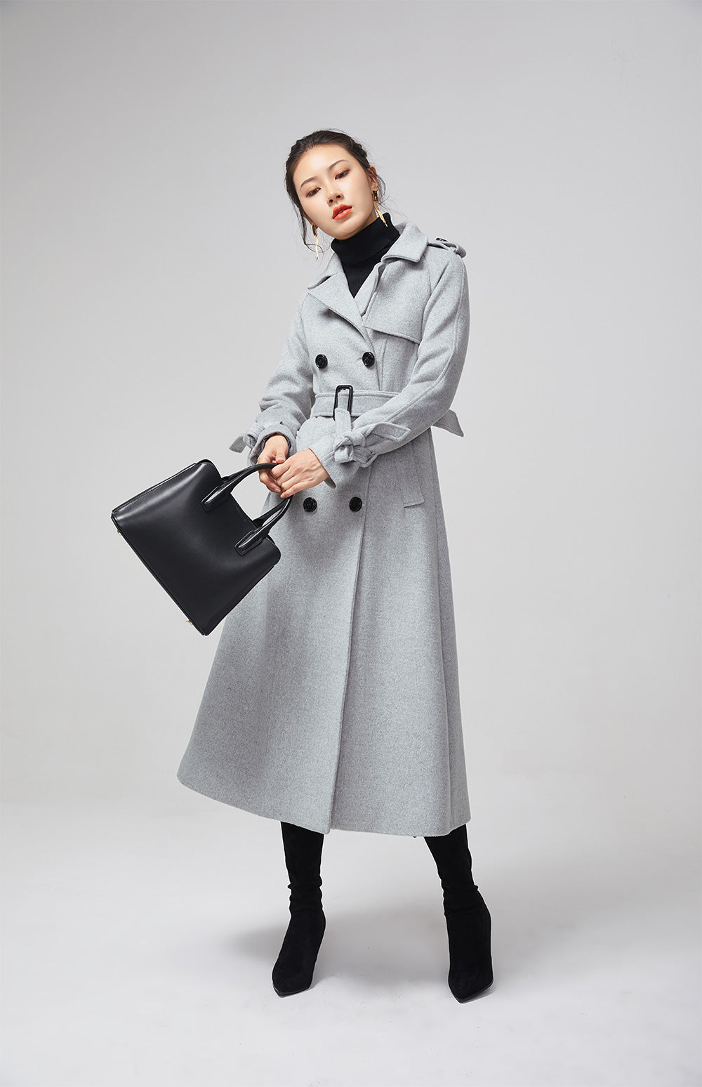 light gray wool coat, womens short winter coat 2056 – XiaoLizi
