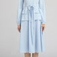 light blue spring dress for women with long sleeves and pockets 2229