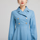 elegant blue wool winter dress with double breasted 2231