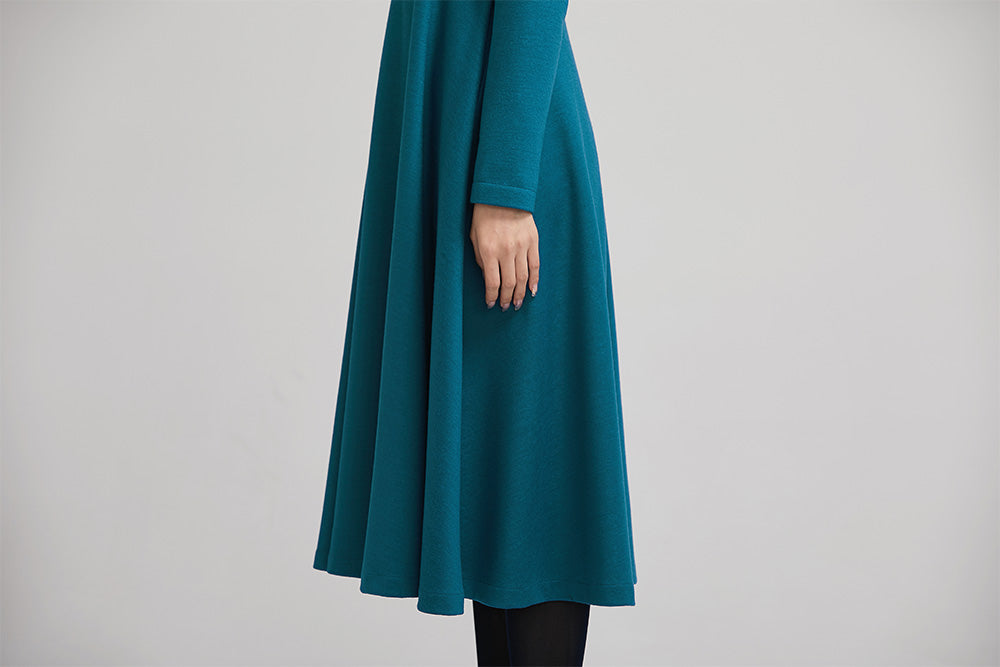 winter wool long fit and flare warm dress for women  2232