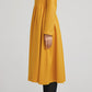 yellow winter wool fit and flare dress for women with long sleeves 2233