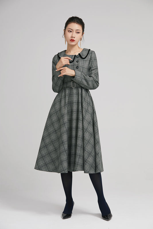 vintage women winter dress  with long sleeves 2235