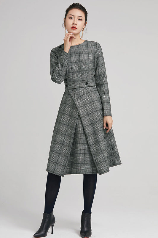 classic wool dresses Helen 17| Vintage wool dress Brown / M