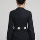 navy blue winter short wool dress with long sleeves 2239