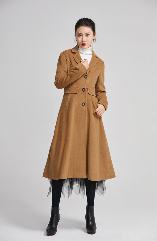 warm winter coat for women with single breasted and pockets 2251