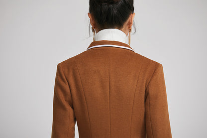 Brown Wool Coat - Long Single Breasted Elegant Winter Coat 2253